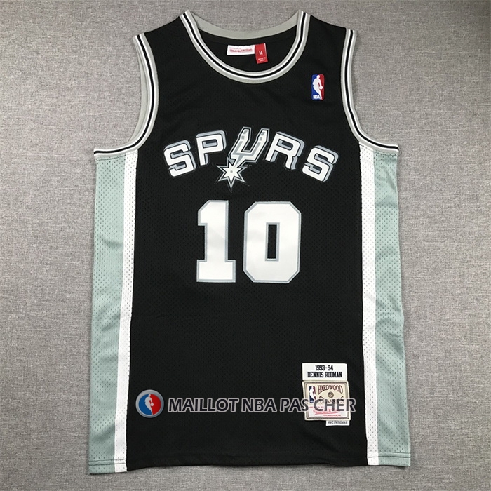 Maillot San Antonio Spurs Dennis Rodman NO 10 Mitchell & Ness 1993-94 Noir